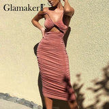 V-neck backless bodycon midi dress Women hollow out sexy women summer dress Office ladies female vestidos 2021
