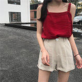 Women Summer 2020 New High Waist Casual Women's Loose Trendy All-match Simple Daily Elegant Lovely Solid Female
