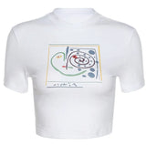 Angel Printed Short Sleeve Crop Top T Shirt Women Summer Clothes Cute Print T-shirt Ladie Streetwear Tee Shirt