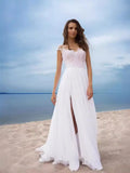 New Lace Chiffon Dress Ball White Evening Dress Open