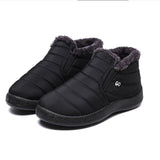 Boots Women Winter Shoes Warm Plush Ankle Boots Female Casual Slip On Flat Fur Shoes Waterproof Footwear Light Black