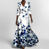 New Women's Fashion Elegant Temperament V Collar Print Credant Skirt