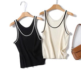Basic Round Collar Sling Sleeveless Knitted T-Shirt In Spring-Outfit