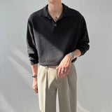 And Autumn Blouse Men's Long-Sleeved Polo Shirt Korean Version Loose Lapel T-Shirt Trend Brand Leisure T-Shirt Trend-Outfit