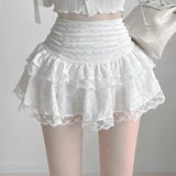 Retro Lace Irregular Low-Rise Half-Dress Temperament Holiday Folding Folded Thin A-Word