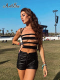 Bandage Sexy Cut Out Cami Crop Top for Women Outfits Summer Rave Festival Club Party Backless Top Cropped