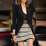 Early Spring New Personality Shrugging Point Suit Jacket Heavy Industry Pearl Nail Beads Half
