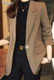 Women Solid Elegant Loose Simple Classic Fashionable Long Sleeve Temperament All-match Blazer Chic Clothing