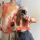 HOUZHOU Tie Dye Women Hoodies Korean Streetwear Autumn Oversized Sweatshirts Pullovers Harajuku Oversized Printed Famale