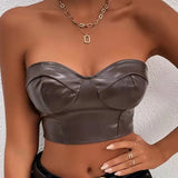 Toloer Batch Of New Solid Color Bright Face Skin Wrapped Chest Short Crop Women's Small Vest Woman-Outfit