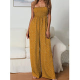 Rompers Womens Jumpsuit Polka-dot Print Bow-knot Straps Wide-leg Pants Jumpsuit Boho Chi Loose Long Red Summer
