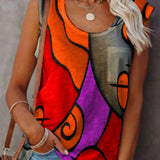 Tops Summer Loose Tank Top Color Printed Sleeveless Tee Shirts Sexy Tops Casual 5XL Ladies Vest Singlets