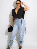 Spring Summer Crop Tops 2022 Womens Fashion Streetwear Lace Up Tops Green Pink Black Tank Top Zipper Crop Vest