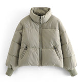2021 Solid Color Fashion Winter Parka Women Long Sleeve Zipper Thick Warm Parkas Coat Casual Down Jacket With