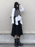 Solid Slim Shirt For Women Lapel Long Sleeve Loose Irregular Hem Button Through Blouse Female Fashion Clothing
