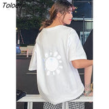 Sleeve T-shirts Printed Reflective Couples Harajuku Streetwear Hip-hop Stylish Simple Korean Popular Unisec Clothes