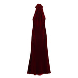 Women's Clothing 2025 Spring Festive Dress Hanging Neck Collar Silk Texture Dew Back