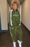 Fashion Letter Print Contrast Piping Long Sleeve Hoodies And Pant