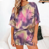 Womens Silk Satin Pajamas Pyjamas Set Short Sleeve Sleepwear Pajamas Suit Female Sleep Two Piece Set Loungewear Home
