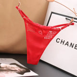 Thong Trousers Low-Waist Hot Lace Perspective Without Trace Elastic Cotton Seduction Hollow Adjustable