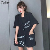 Large Size Suit Jacket Summer Thin Suit Jacket Women's Loose Casual Street Fried Short Sleeve Blazer Women Oversized