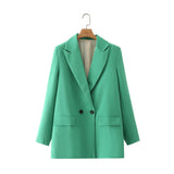 New Pure Color Double-Breasted Loose Casual Suit Jacket In Autumn-Outfit