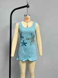 Explosion Women's ZA Summer New Fashion Slid Embroidered Mini