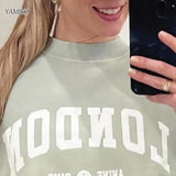 Fashion Women Sweatshirts Tops Autumn Vintage Faded Washed Letters Sweatshirts Long Sleeve O-Neck Pullover Tops Streetwear-Outfit