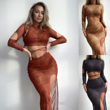 Toloer New Long-Sleeved Skirt Style Top Swimsuit Suit Split Bikini Bikini