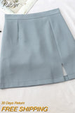 2023 Elegant Women A-line High-Waist Split Mini Skirts Preppy Style Skirts Solid Casual OL Skirts For