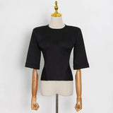 Minimalist Zipper Solid T Shirt For Women O Neck Short Sleeve Slimming T Shirts Female Summer Fashion Clothing