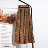 Summer Chiffon Beach Boho Maxi Women Skirt High Waist Floral Print Vintage Holiday Ruched Long Fashion Skirts
