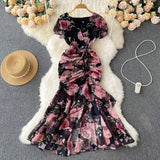 Cold Sister Goddess Fan Dress Heart Machine Draw Folding Belt Irregular Chopped Fishtail Skirt
