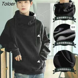 New Men's Pullover Plus Velvet Thickening Korean Version Trend Loose Student Couple High-neck Jacket Lounge Wear
