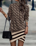 Independent Station Autumn New Long-Sleeved High-Necked Printed Dress For Women-Outfit