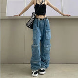 Multi Pockets Vintage Baggy Cargo Jeans-Outfit