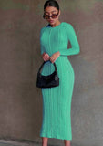 Long Sleeve Round Neck Knitted Long