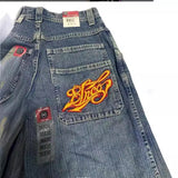 Wide-Legged Jeans Street Hip-Hop Personality Y2K Straight Casual Pants-Outfit