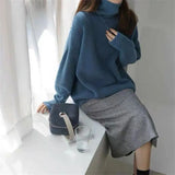 and Winter Turtleneck Elegant Long Sweater Women Loose Pulls Long Sleeve Tops Knitted Pullover Soft Warm Sweaters