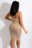 Party Sexy Beaded Strap Midi Bodycon