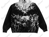 retro ins style women autumn hoodie new style personalized 3D printing pattern loose pullover couple hooded sweatshirt-Outfit
