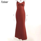 Sleeveless Bodycon Long Dress For Women 2023 Autumn New Spaghetti Strap Satin Backless Maxi Dresses Vestido