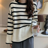 Renovation Striped Sweater Women's New Retro Mini-Designed Knitted T-Shirt Tide In