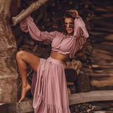 Autumn And Winter New Sexy Navel Skirt Suit INS Leisure Style Belt Two-Piece Set-Outfit