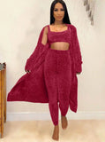 Sexy Vest And Long Slevee Coat And Pant 3 Piece