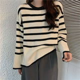 Renovation Striped Sweater Women's New Retro Mini-Designed Knitted T-Shirt Tide In