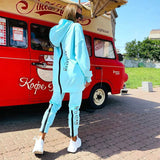 Casual zipper Letter Hoodie Sweater Set Women's Pullover Sweater & Pants 2-piece Loose Sportswear Set 2022