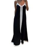 Toloer Women's Wear Temperament Elegant Contrast Color V-Collar Long Halter