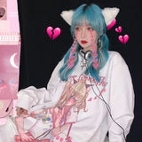 Deeptown Autumn Winter Anime Print Hoodie Women Kawaii Comics Sweatshirt Japan Preppy Style Thick Soft E Girl Oversized