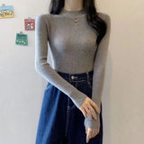 Turtleneck Sweater Winter Pullover Knitted Basic Top Elastic Fall Slim Ladies Jumper Casual Long Sleeve Female Sweater-Outfit